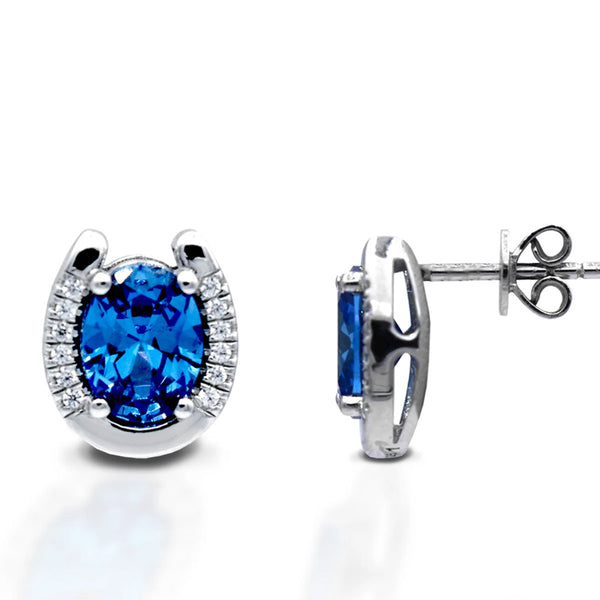 Kelly Herd Blue Stone Horseshoe Earrings